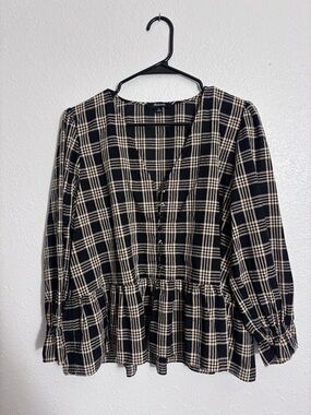 Madewell Courtyard Ruffle Plaid Blouse